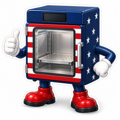 Patriotic Glass Cabinet Mascot with Silver Shelf Vinyl Decal Stickers