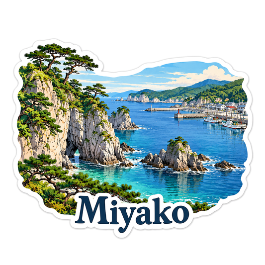 Miyako Rocky Blue Bay Travel Art Vinyl Decal Stickers