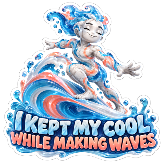 Blue and Pink Wave Spirit Surfing Vinyl Decal Stickers