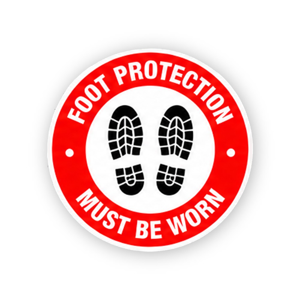 Red Foot Protection Shoeprint Ring Circle Vinyl Decal Stickers