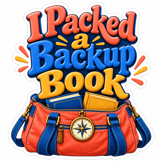 I Packed a Backup Book Orange Blue Bag Vinyl Decal Stickers