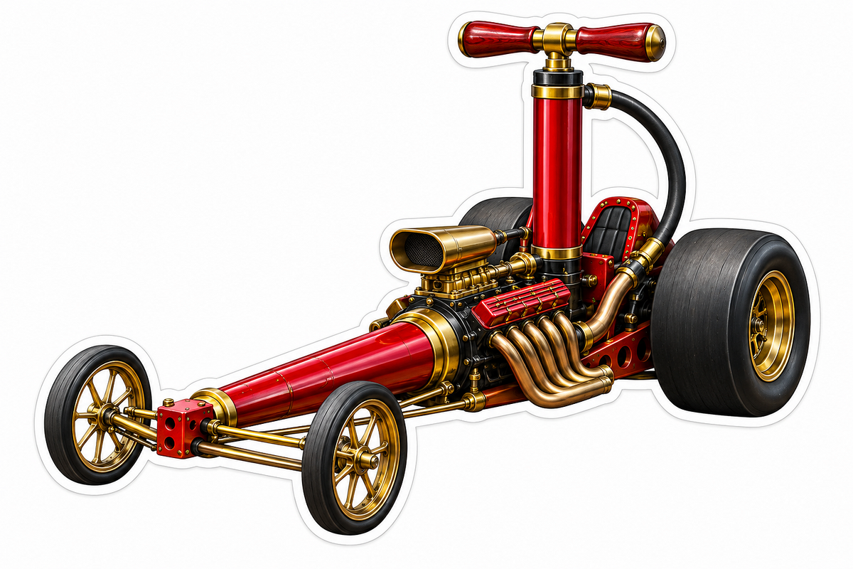 Red Bicycle Pump Drag Racing Car Vinyl Decal Stickers