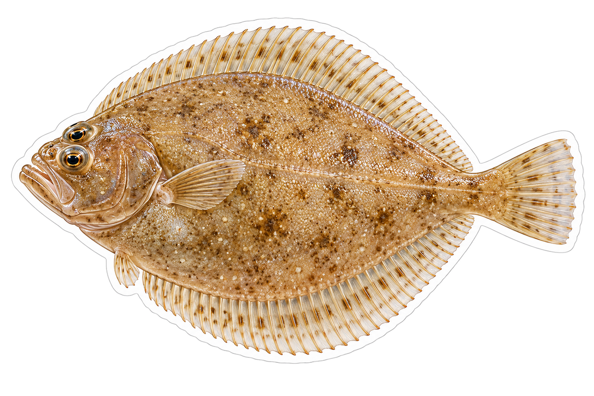Sandy Speckled Scald Fish Art Vinyl Decal Stickers