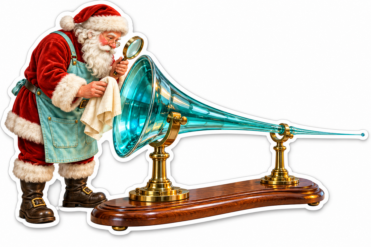 Santa Polishing Turquoise Glass Horn Vinyl Decal Stickers