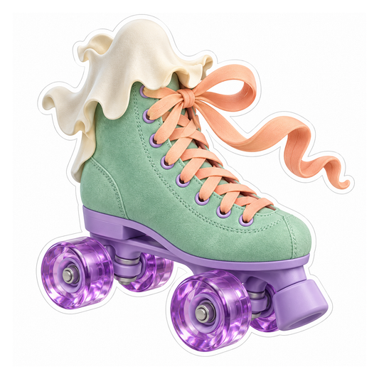 Mint Ghost Roller Skate Pink Laces Vinyl Decal Stickers