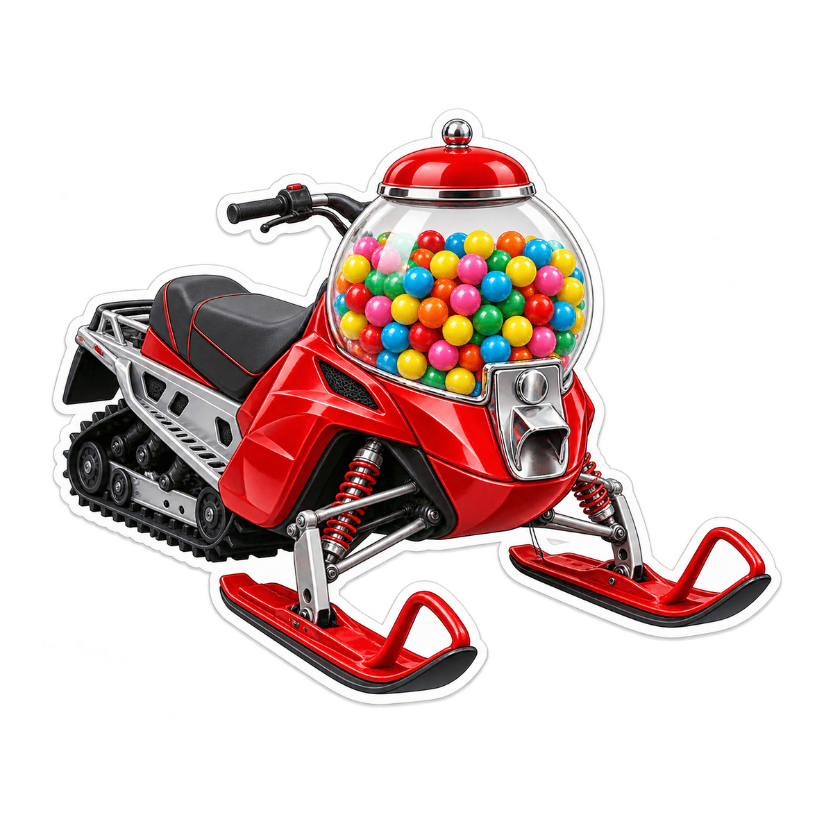 Red Gumball Machine Snowmobile Art Vinyl Decal Stickers