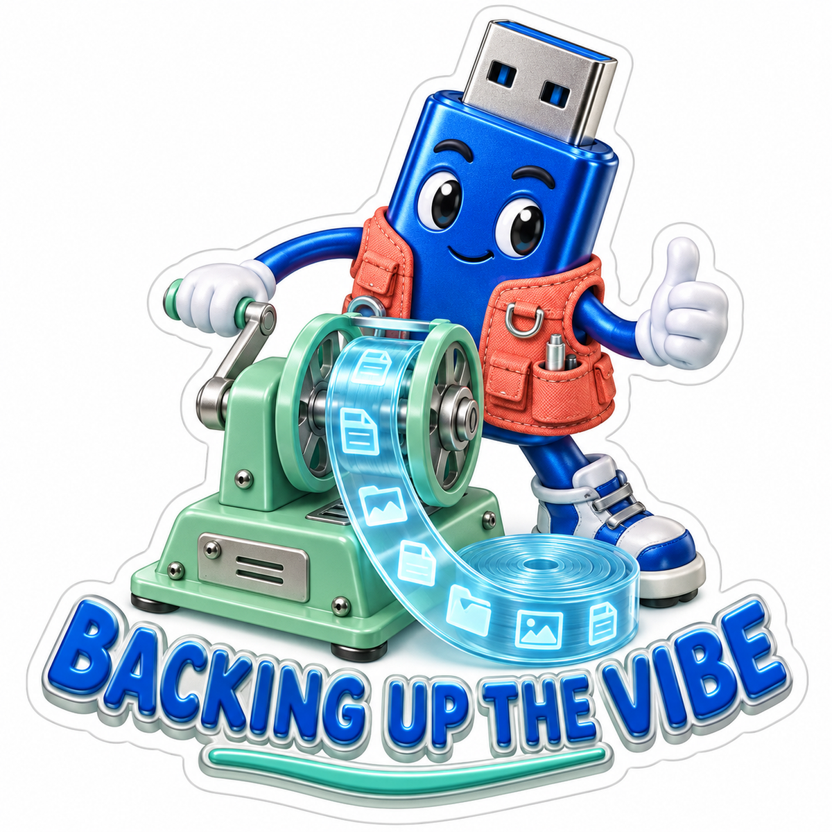Blue Flash Drive Winding Film Art Vinyl Decal Stickers