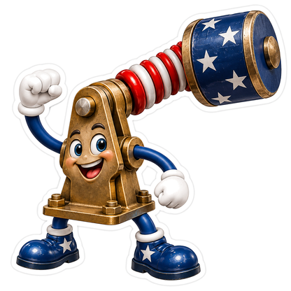 Patriotic Large Hammer Tool Mascot Art Vinyl Decal Stickers