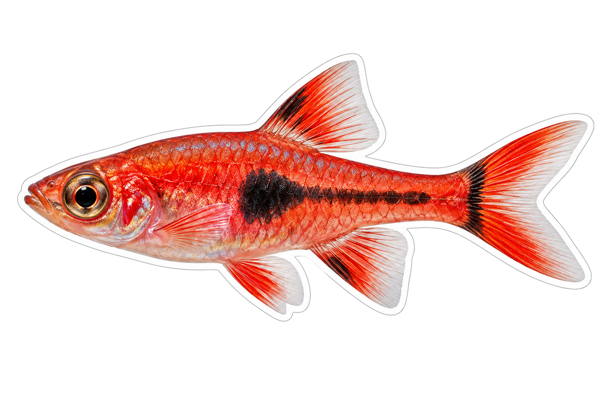 Scarlet Fish with Black Side Stripe Art Vinyl Decal Stickers