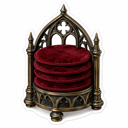 Ornate Gothic Holder with Burgundy Velvet Pads Vinyl Decal Stickers