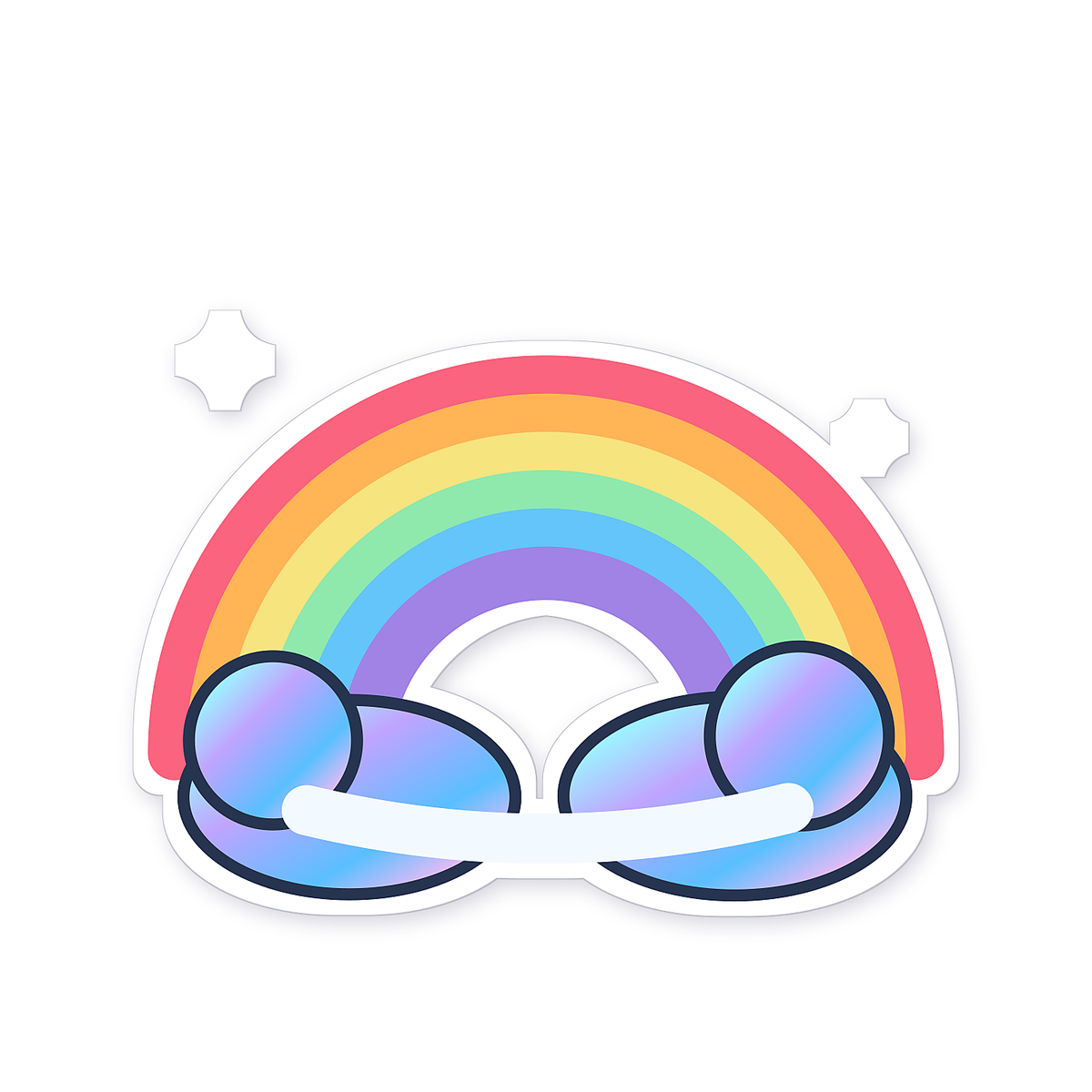 Pastel Rainbow With Blue Purple Clouds Art Vinyl Decal Stickers