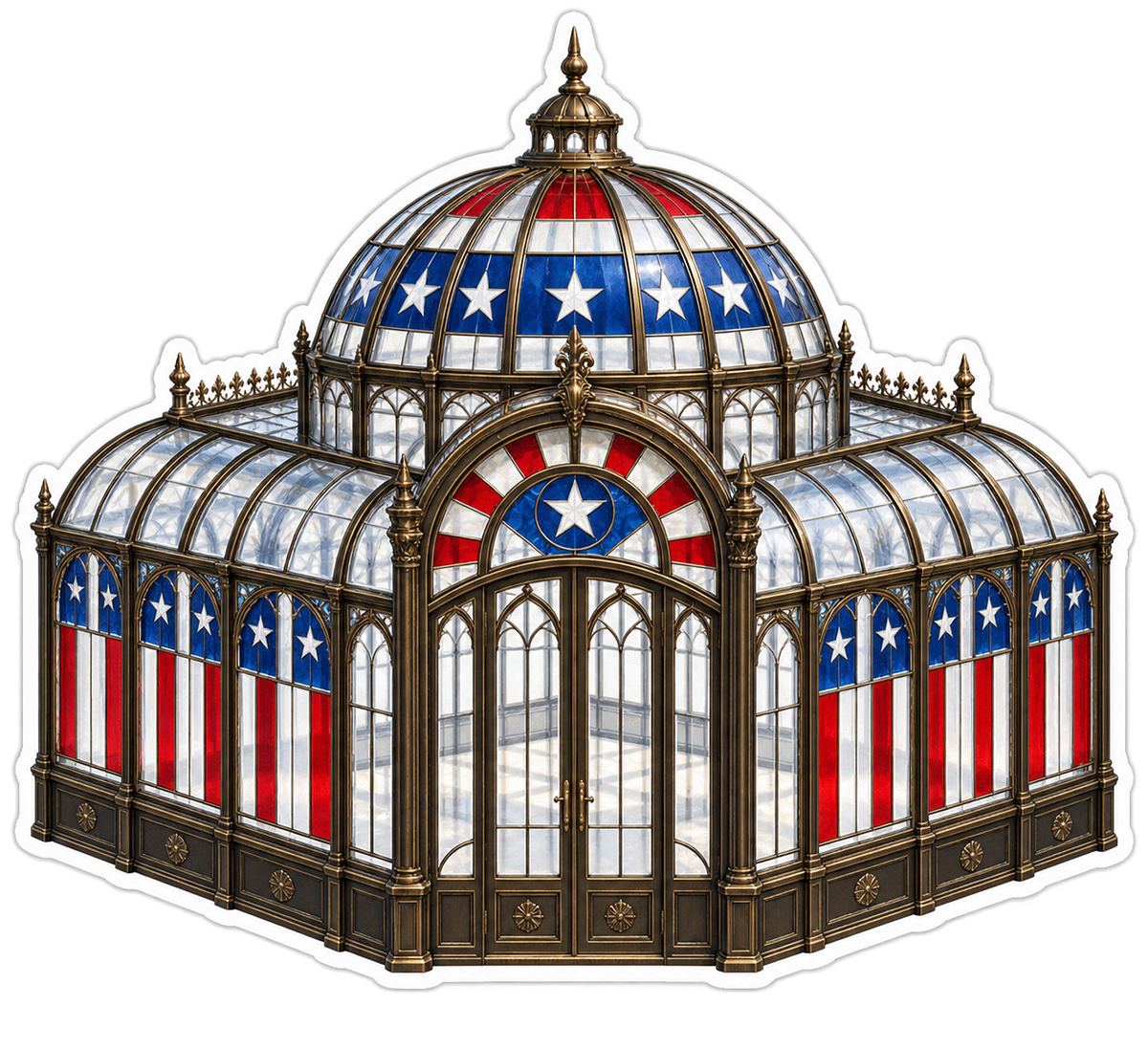 USA Flag Domed Glass Conservatory Art Vinyl Decal Stickers