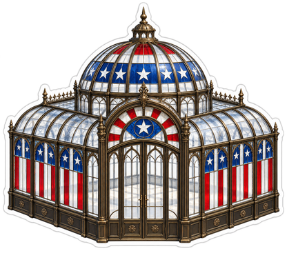 USA Flag Domed Glass Conservatory Art Vinyl Decal Stickers