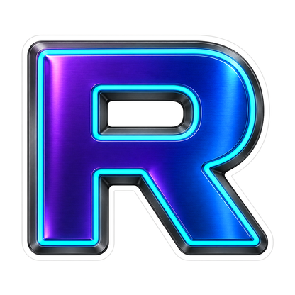 Blue Purple Cyan Outline Letter R Art Vinyl Decal Stickers