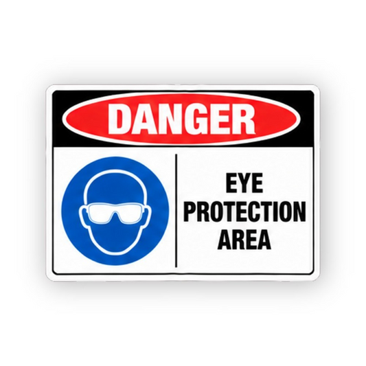 Black Danger Eye Protection Left Head Panel Vinyl Decal Stickers