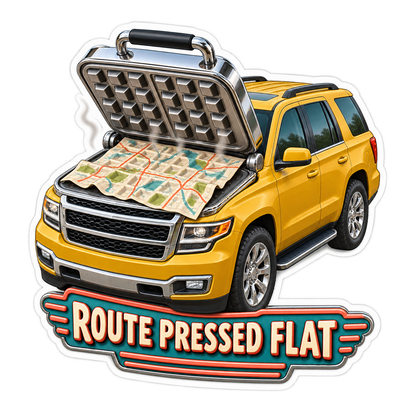 Map Waffle Iron Yellow SUV Art Vinyl Decal Stickers