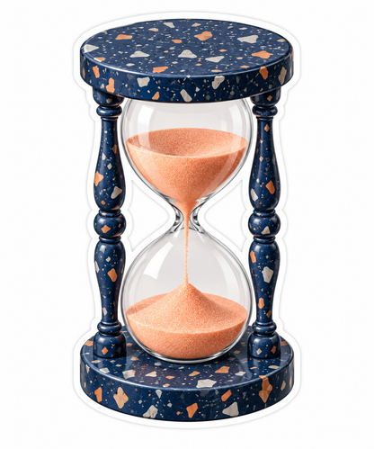 Navy Terrazzo Hourglass with Peach Sand Vinyl Decal Stickers