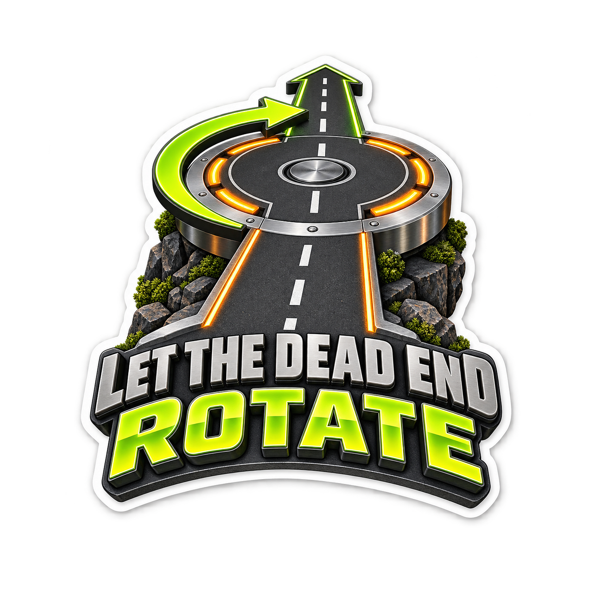Rotating Road Platform with Green Arrow Vinyl Decal Stickers