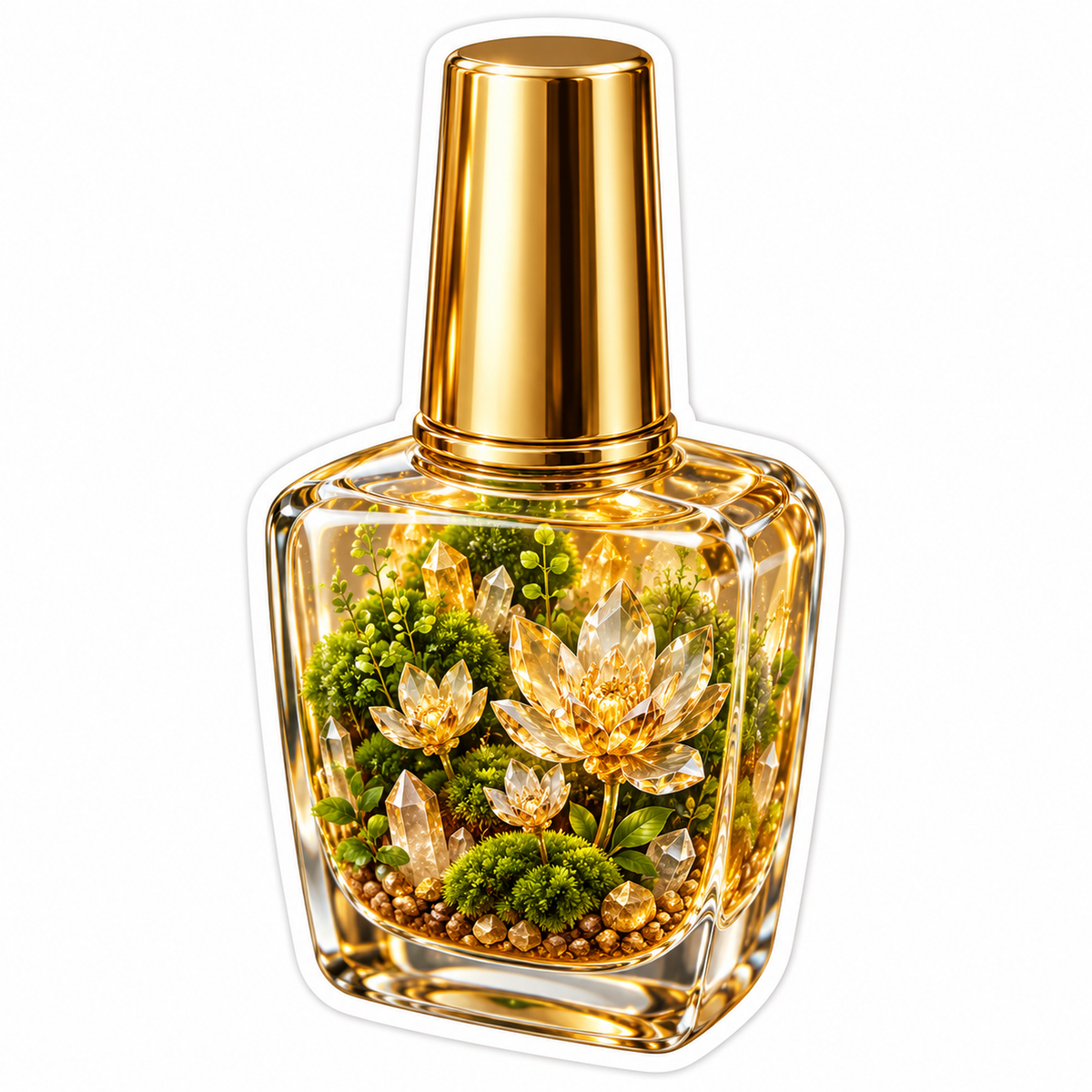 Golden Polish Bottle with Crystal Garden Vinyl Decal Stickers