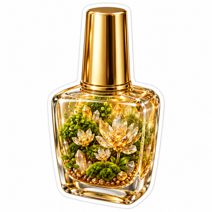 Golden Polish Bottle with Crystal Garden Vinyl Decal Stickers