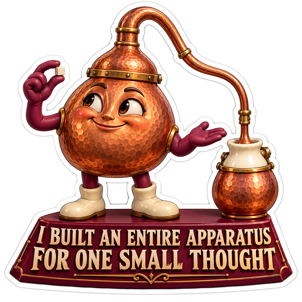Copper Round Pot Character With Curved Spout Vinyl Decal Stickers