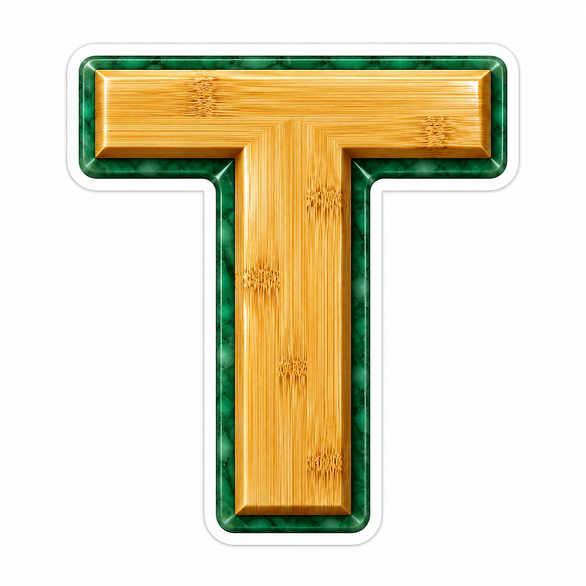 Bamboo Grain Jade Border Letter T Vinyl Decal Stickers