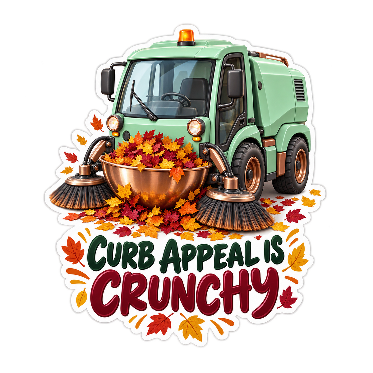 Autumn Leaves Street Sweeper Art Vinyl Decal Stickers