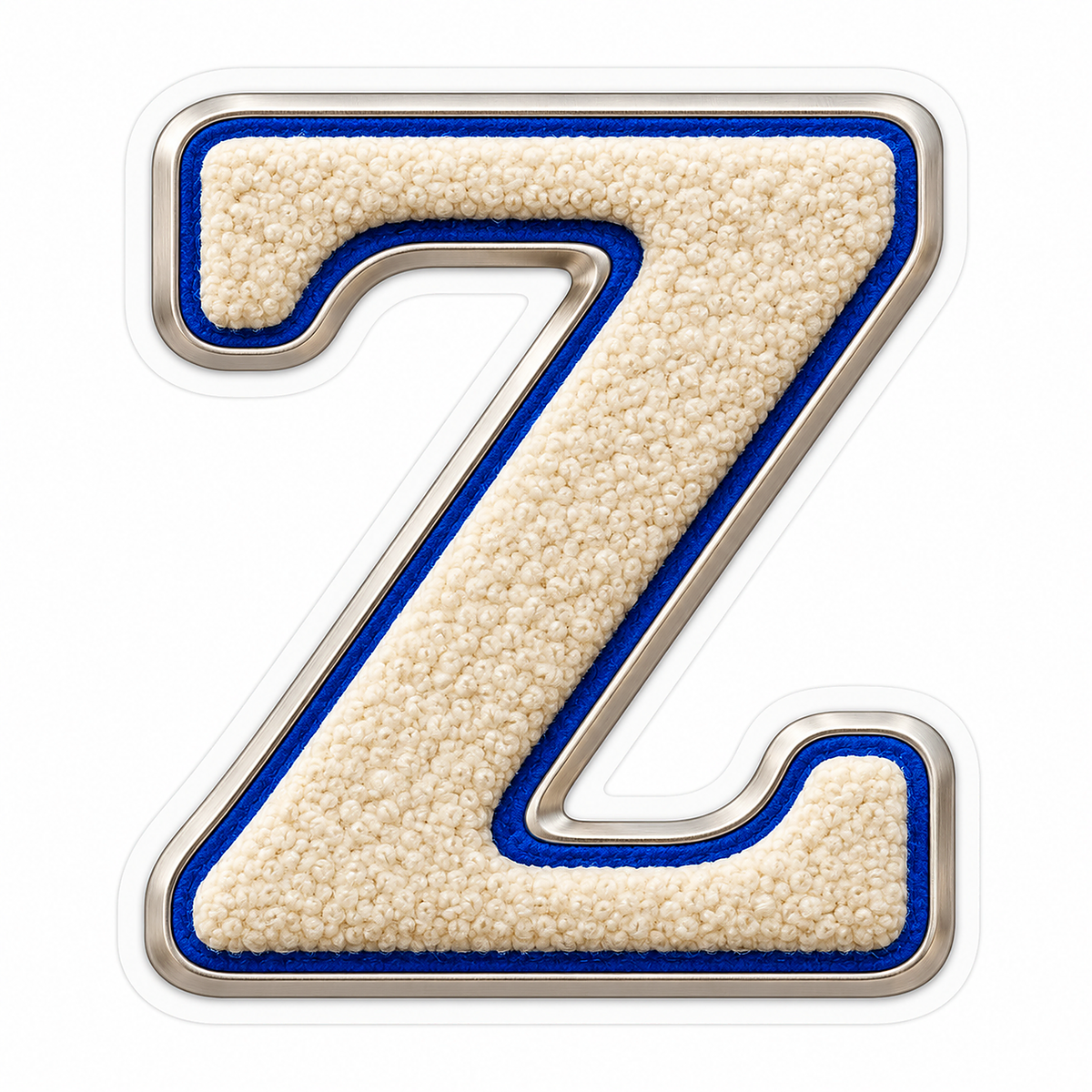 Cream Nubby Letter Z with Blue Outline Art Vinyl Decal Stickers