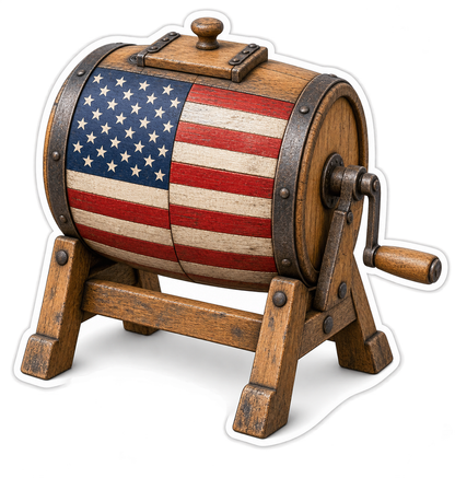 US Flag Wooden Barrel Churn Art Vinyl Decal Stickers