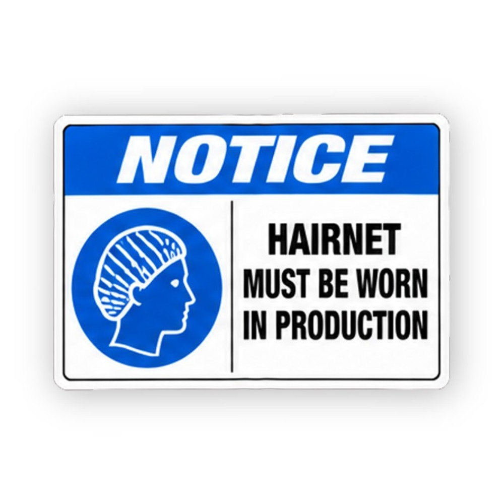 Blue Notice Hairnet Production Profile Panel Vinyl Decal Stickers