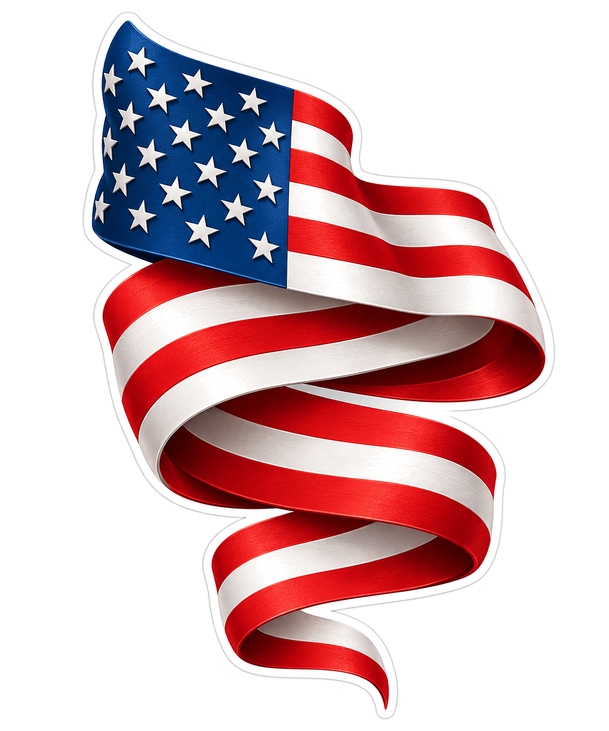 Spiraling Paper American Flag Art Vinyl Decal Stickers