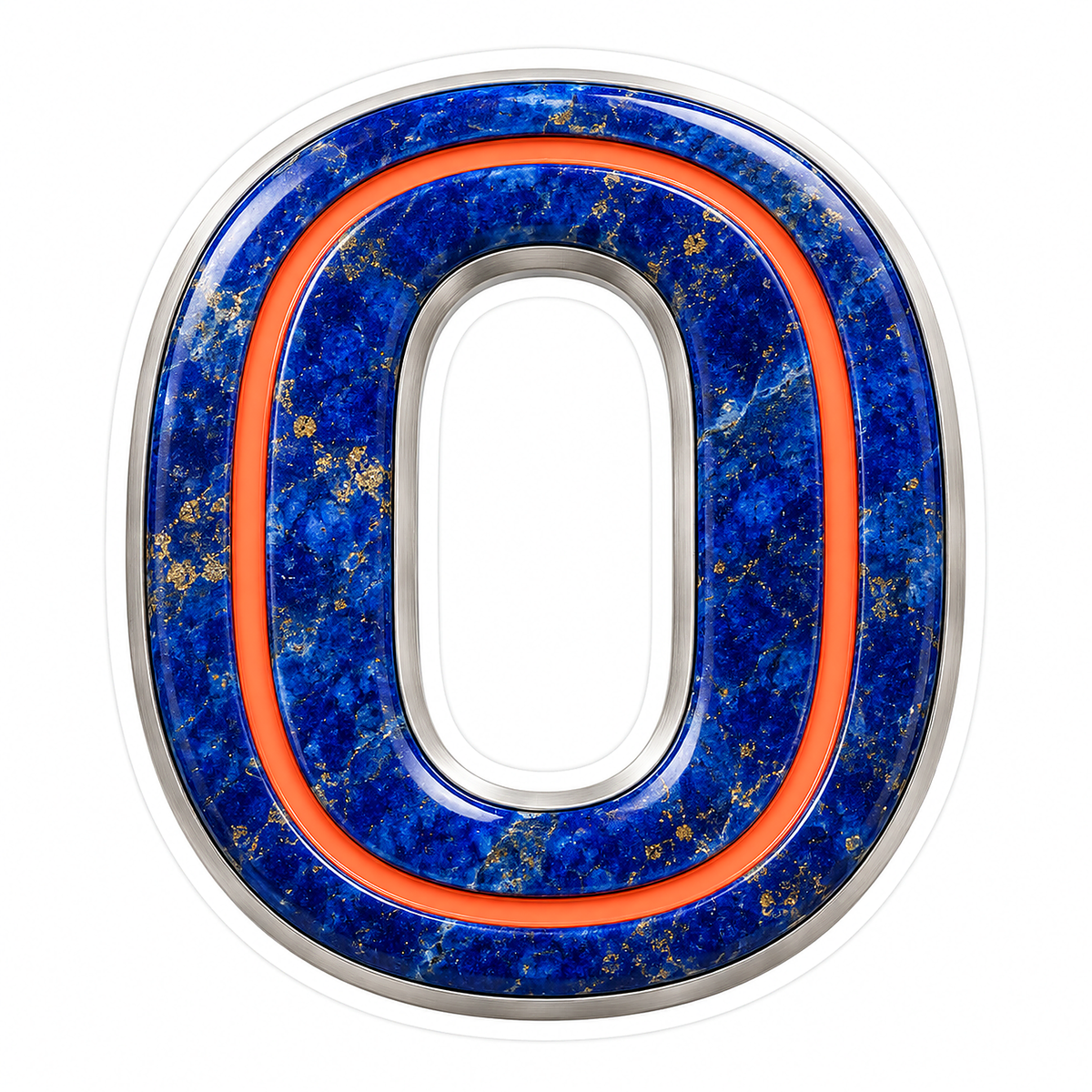 Blue Gold Stone Letter O with Coral Line Art Vinyl Decal Stickers
