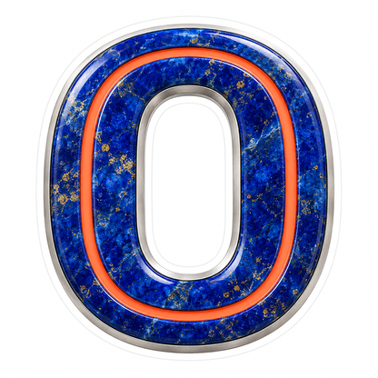 Blue Gold Stone Letter O with Coral Line Art Vinyl Decal Stickers