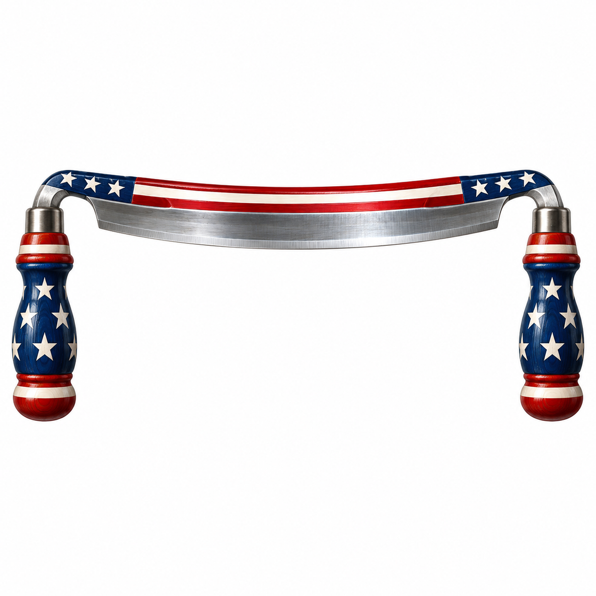 Curved Drawknife with Two Star Spangled Handles Vinyl Decal Stickers