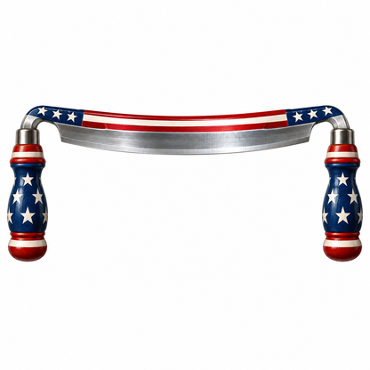 Curved Drawknife with Two Star Spangled Handles Vinyl Decal Stickers