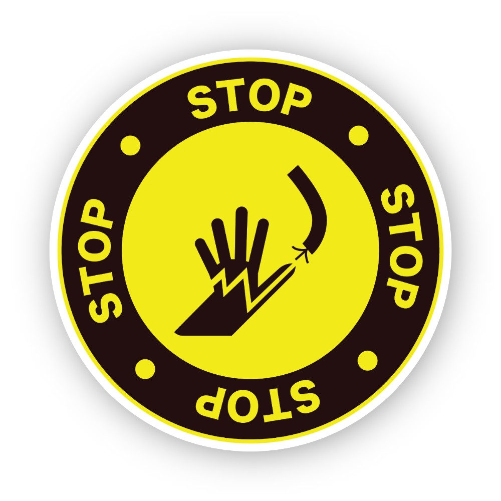Yellow Stop Ring Raised Hand Loose Wire Vinyl Decal Stickers