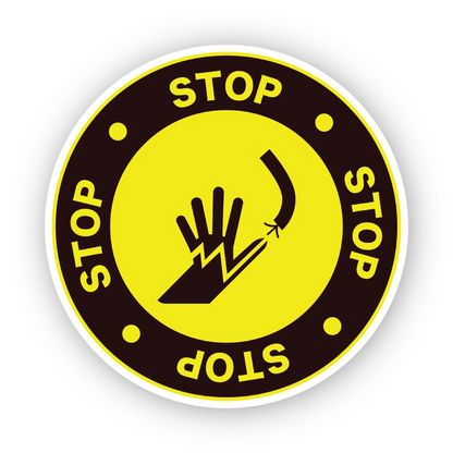Yellow Stop Ring Raised Hand Loose Wire Vinyl Decal Stickers