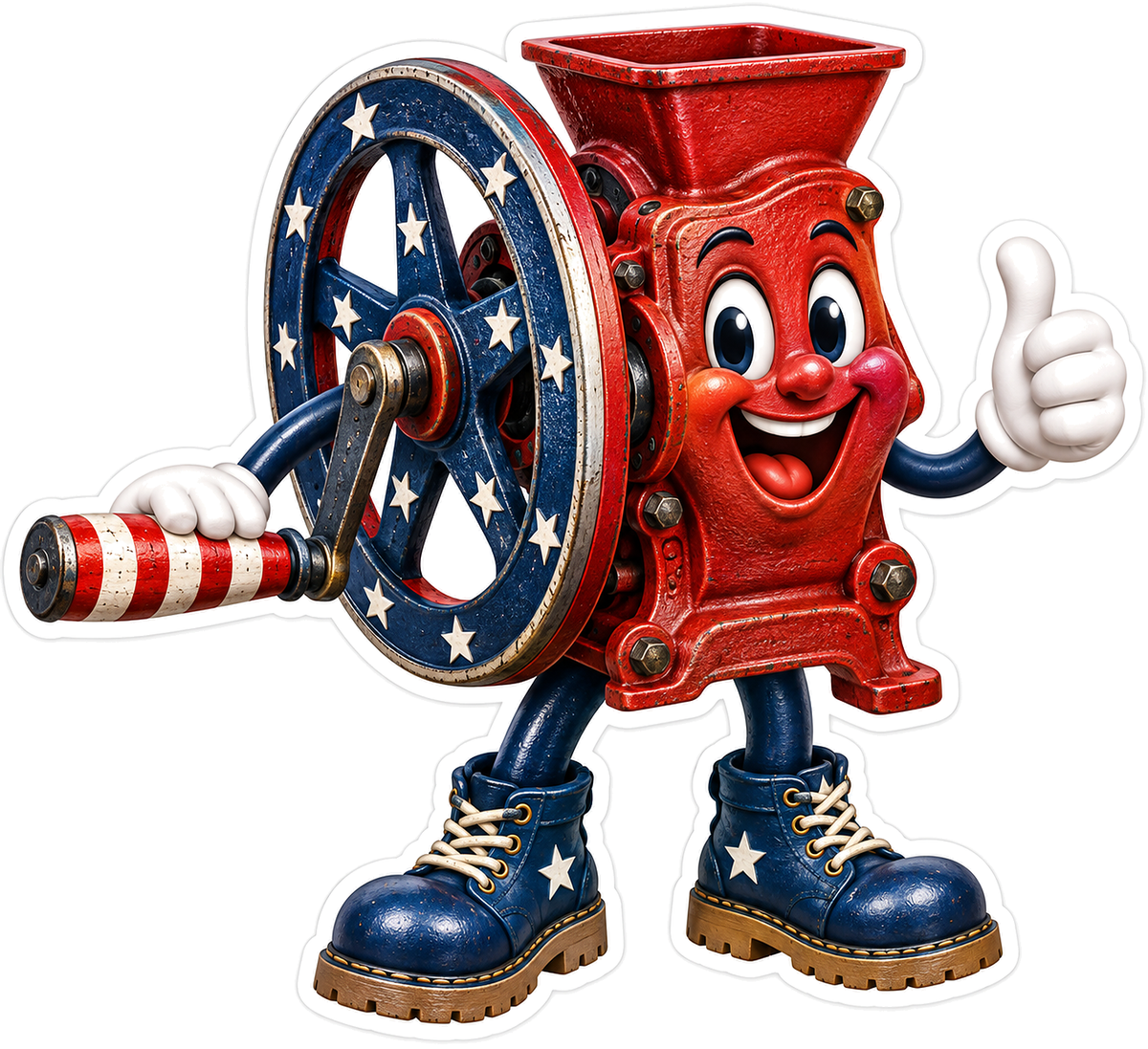 Patriotic Red Corn Sheller Mascot Art Vinyl Decal Stickers