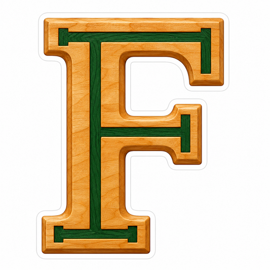Honey Wood Green Inlay Letter F Art Vinyl Decal Stickers