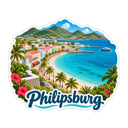 Philipsburg Tropical Bay Landscape Vinyl Decal Stickers