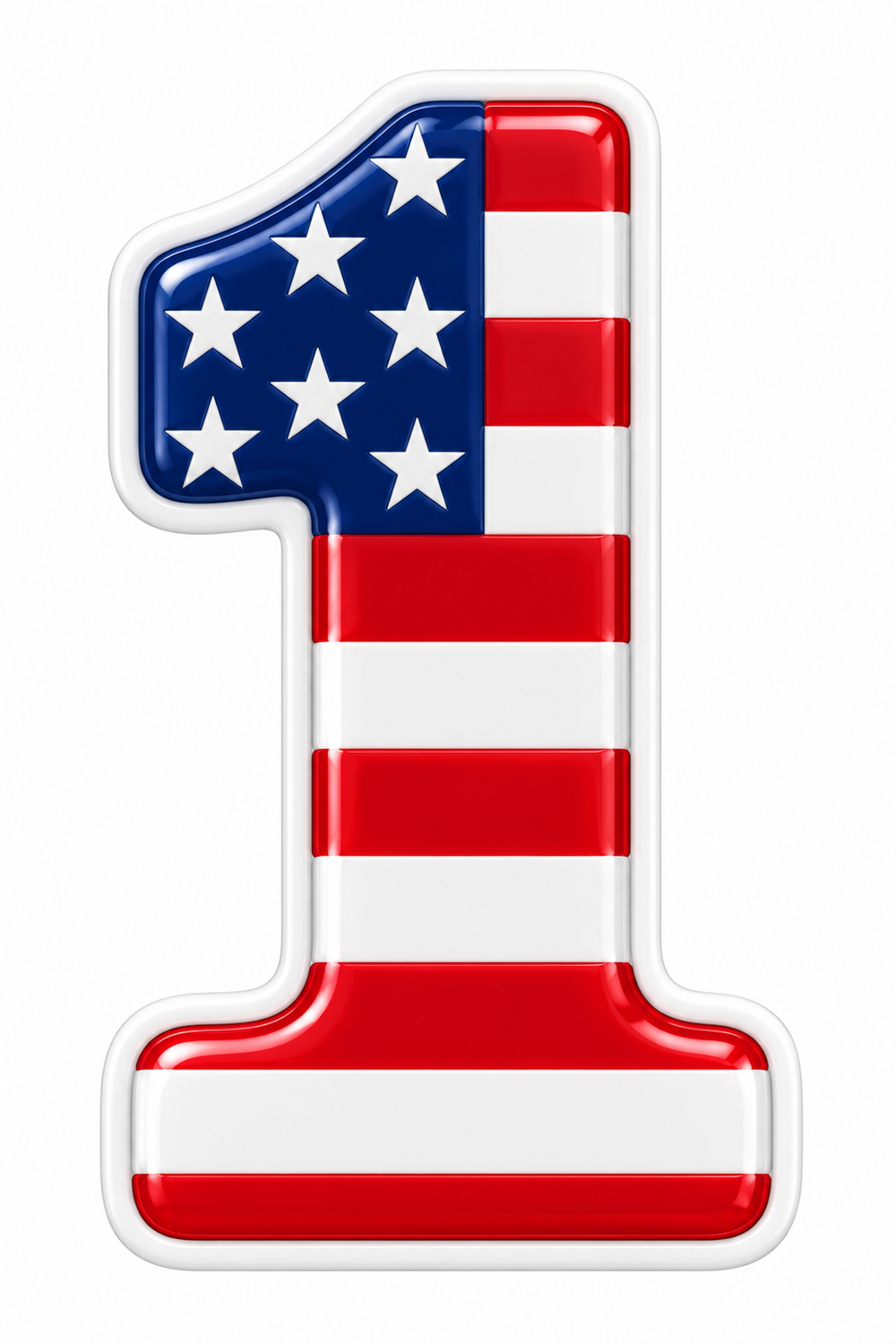 Glossy US Flag Number One Vinyl Decal Stickers