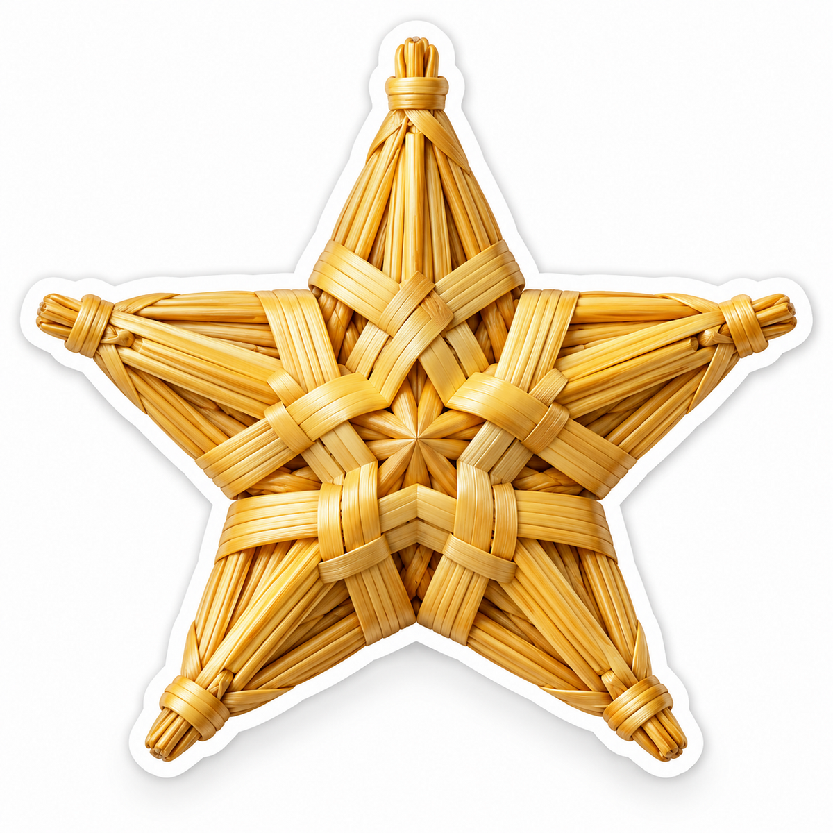 Golden Woven Straw Five Point Star Vinyl Decal Stickers