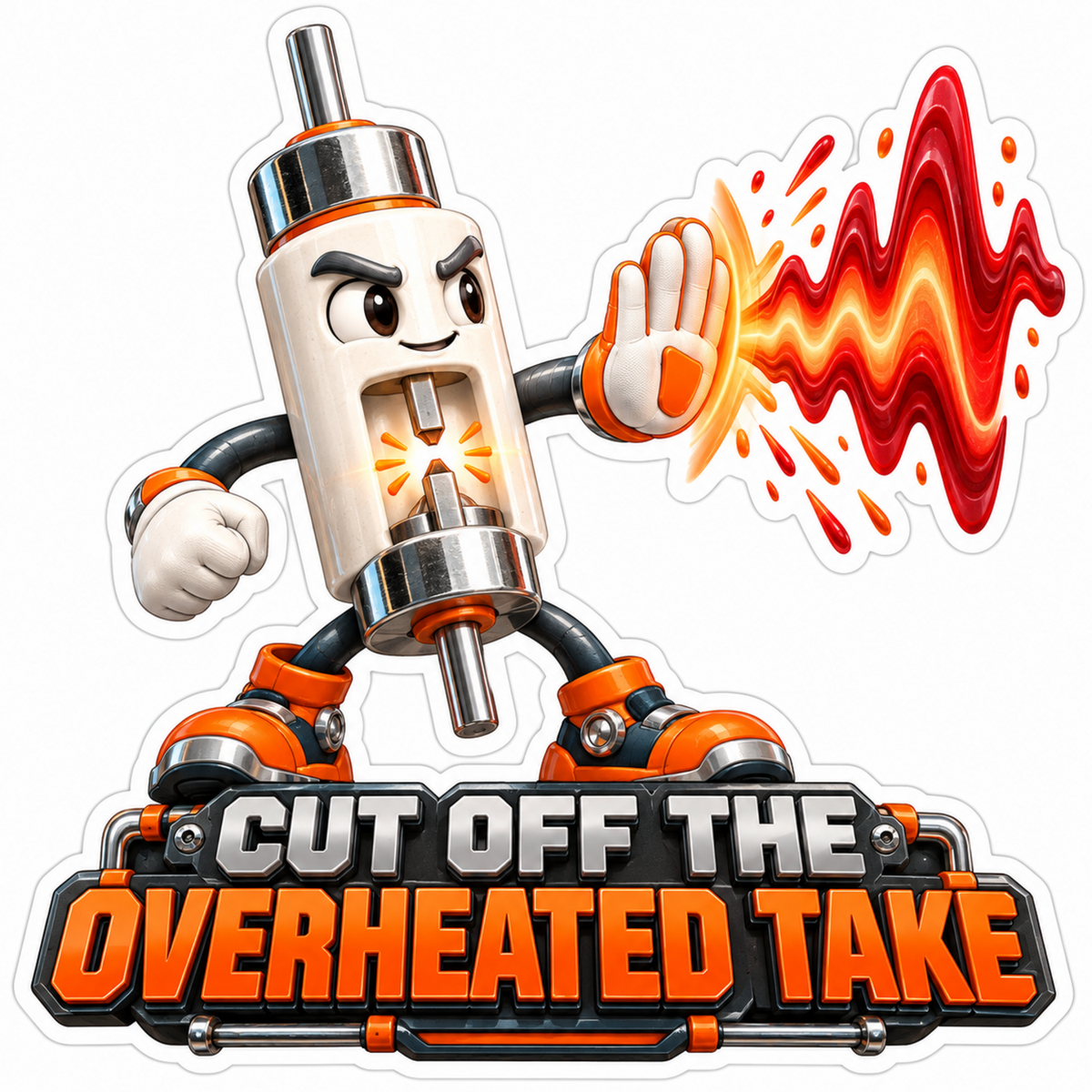 White Fuse Cartoon Blocking Red Heat Waves Art Vinyl Decal Stickers