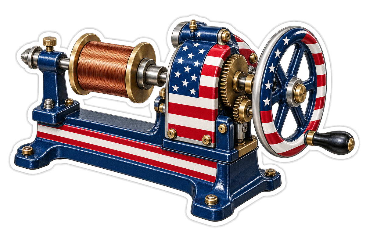 USA Flag Bench Coil Winding Machine Vinyl Decal Stickers