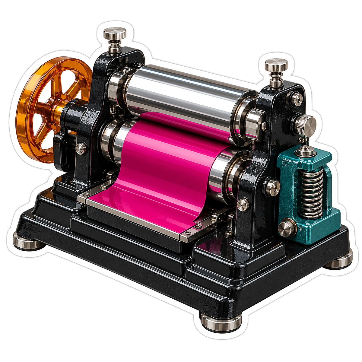 Black Ink Roller Pink Printing Press Art Vinyl Decal Stickers