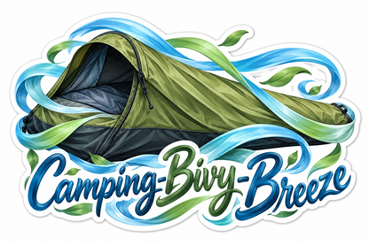 Green Camping Bivy Tent with Swirling Breeze Vinyl Decal Stickers