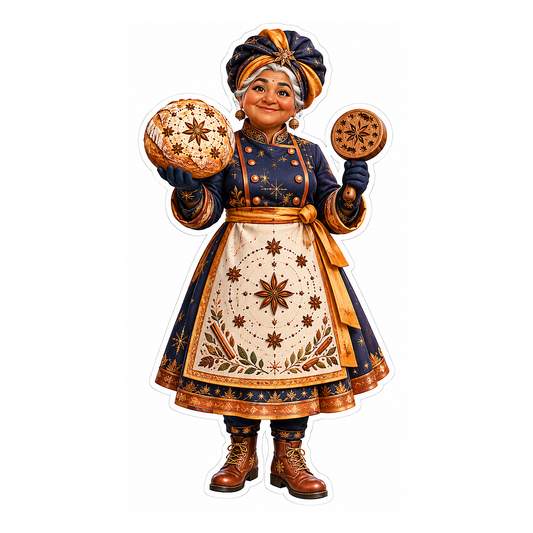 Holiday Baker with Star Pattern Cookies Vinyl Decal Stickers