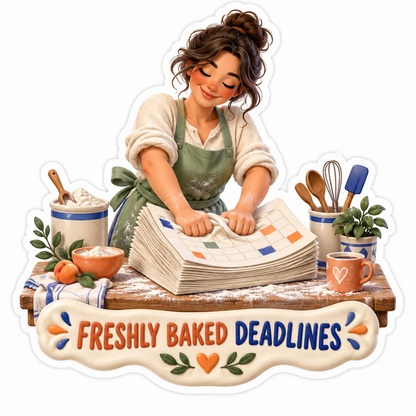 Woman Kneading Calendar Pages Art Vinyl Decal Stickers