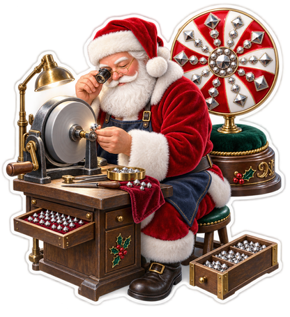 Santa Polishing Shiny Metal Buttons Art Vinyl Decal Stickers