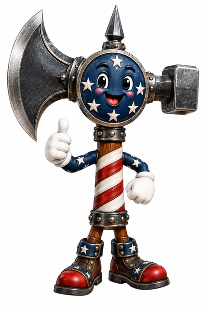 Patriotic Axe Character With Star Shield Art Vinyl Decal Stickers